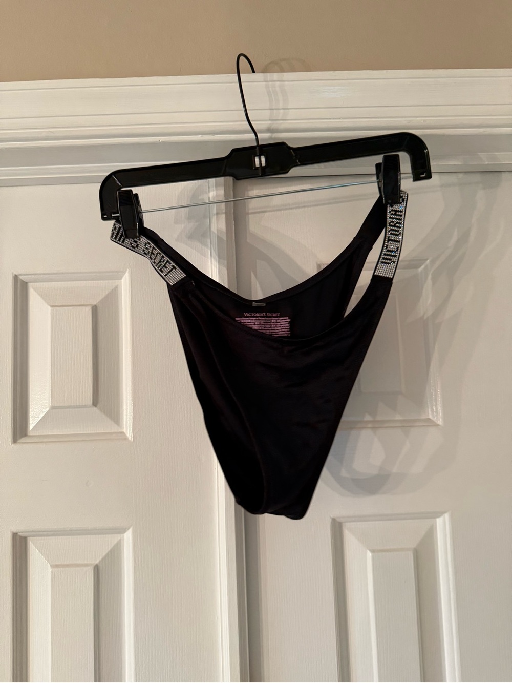 Victoria's Secret Black High-Cut Bikini with Logo Elastic Straps